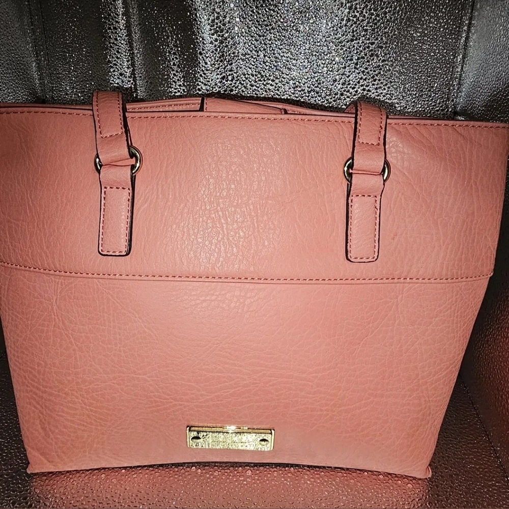 Nicole Miller Pink Tote Bag with Gold Hardware
